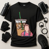 Running On Ms Rachel And Iced Coffee Funny Saying Performance Shirt