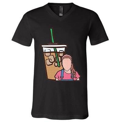 Running On Ms Rachel And Iced Coffee Funny Saying V-Neck T-Shirt