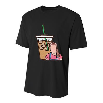 Running On Ms Rachel And Iced Coffee Funny Saying Youth Performance Sprint T-Shirt