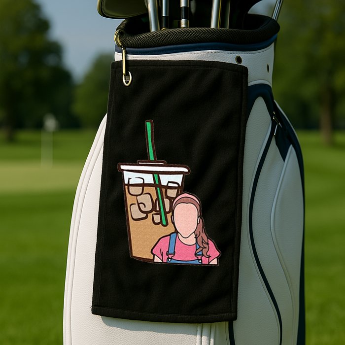 Running On Ms Rachel And Iced Coffee Funny Saying Golf Towel