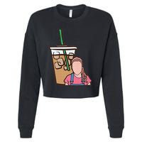 Running On Ms Rachel And Iced Coffee Funny Saying Cropped Pullover Crew