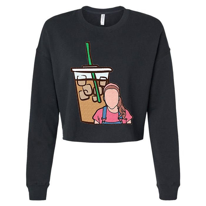 Running On Ms Rachel And Iced Coffee Funny Saying Cropped Pullover Crew