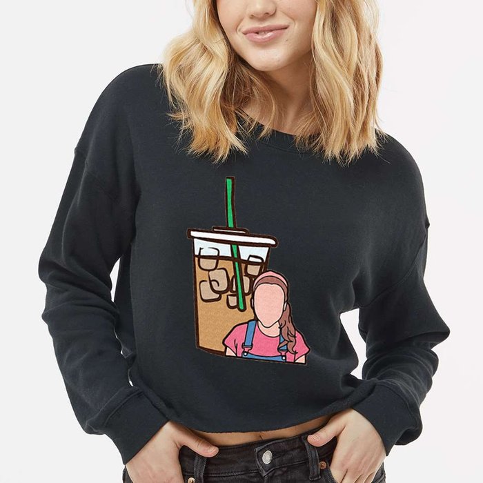 Running On Ms Rachel And Iced Coffee Funny Saying Cropped Pullover Crew