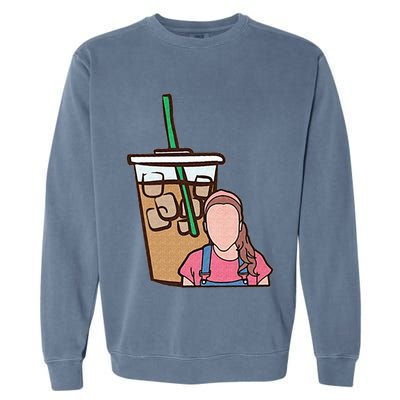 Running On Ms Rachel And Iced Coffee Funny Saying Garment-Dyed Sweatshirt