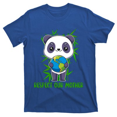 Respect Our Mother Adorable Panda Holding The Earth Cute Gift T-Shirt