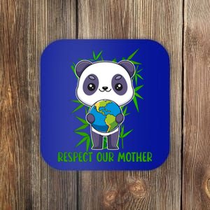 Respect Our Mother Adorable Panda Holding The Earth Cute Gift Coaster