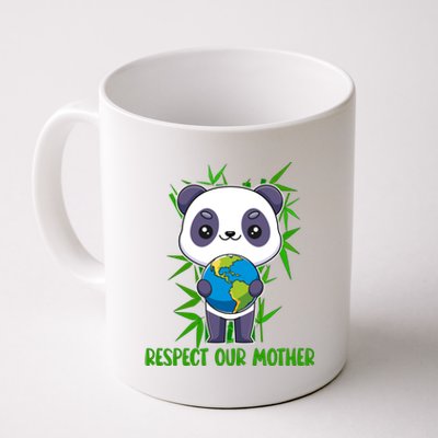 Respect Our Mother Adorable Panda Holding The Earth Cute Gift Coffee Mug