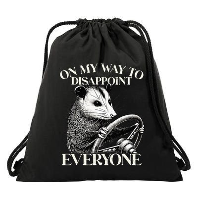 Retro On My Way To Disappoint Everyone Funny Opossum Lover Drawstring Bag