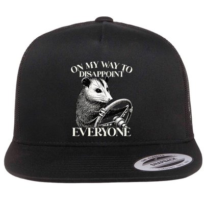Retro On My Way To Disappoint Everyone Funny Opossum Lover Flat Bill Trucker Hat