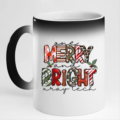 Retro One Merry And Bright Xray Tech Christmas Radiology 11oz Black Color Changing Mug