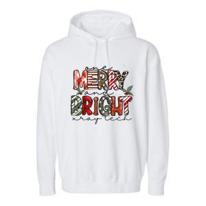 Retro One Merry And Bright Xray Tech Christmas Radiology Garment-Dyed Fleece Hoodie