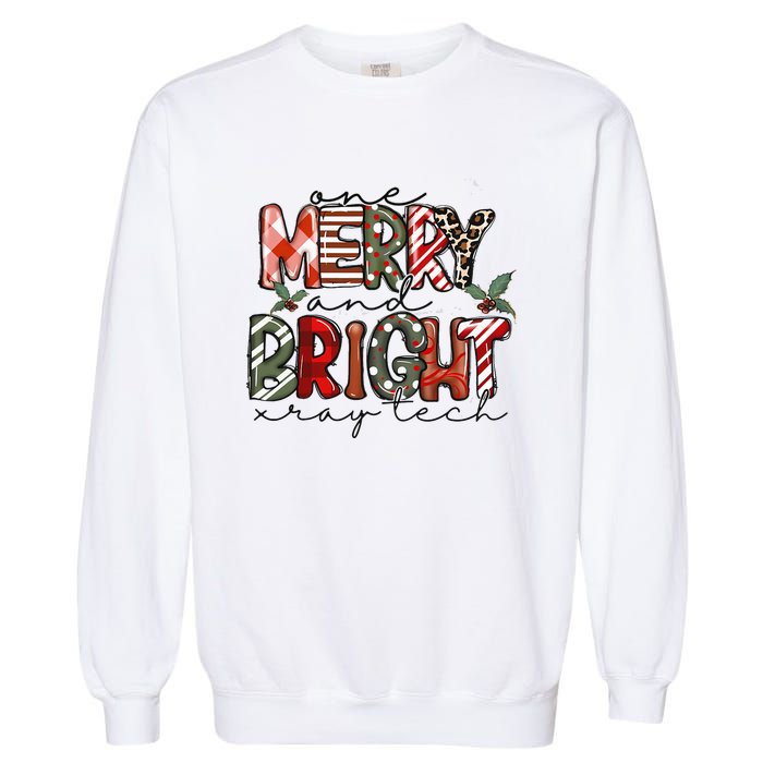 Retro One Merry And Bright Xray Tech Christmas Radiology Garment-Dyed Sweatshirt