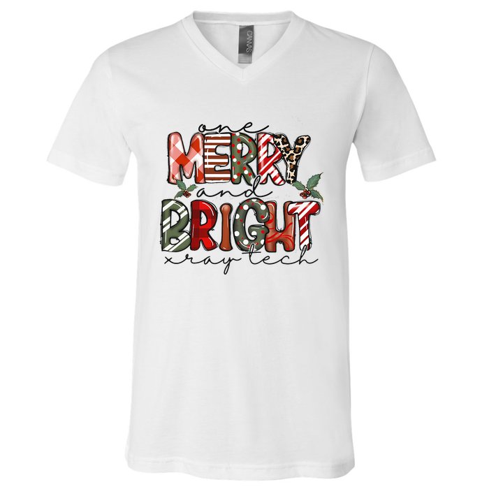 Retro One Merry And Bright Xray Tech Christmas Radiology V-Neck T-Shirt