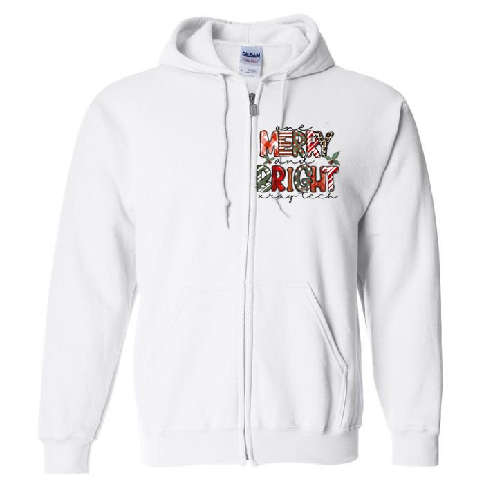 Retro One Merry And Bright Xray Tech Christmas Radiology Full Zip Hoodie