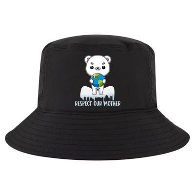 Respect Our Mother Cute Polar Bear Holding The Earth Gift Cool Comfort Performance Bucket Hat