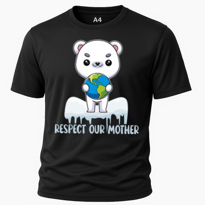 Respect Our Mother Cute Polar Bear Holding The Earth Gift Performance Shirt