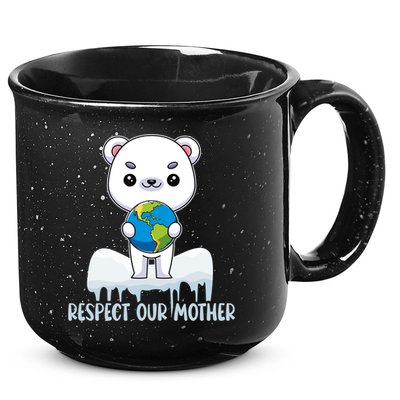 Respect Our Mother Cute Polar Bear Holding The Earth Gift 15oz Campfire Ceramic Mug