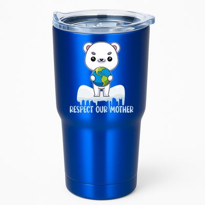 Respect Our Mother Cute Polar Bear Holding The Earth Gift Tumbler