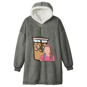 Running On Ms.rachel And Iced Coffee Retro Pocket Hooded Wearable Blanket