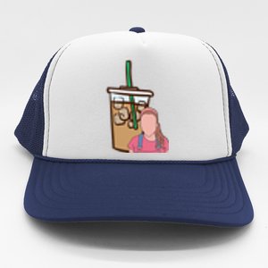 Running On Ms.rachel And Iced Coffee Retro Pocket Trucker Hat