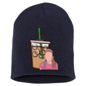 Running On Ms.rachel And Iced Coffee Retro Pocket Short Acrylic Beanie