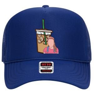 Running On Ms.rachel And Iced Coffee Retro Pocket High Crown Mesh Back Trucker Hat