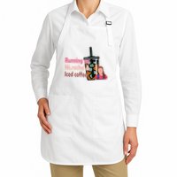 Running On Ms Rachel And Iced Coffee Full-Length Apron With Pockets