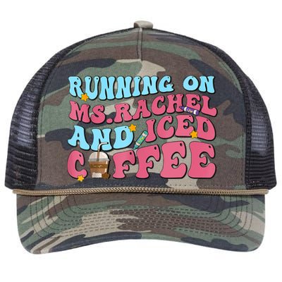 Running On Ms.rachel And Iced Coffee Retro Rope Trucker Hat Cap