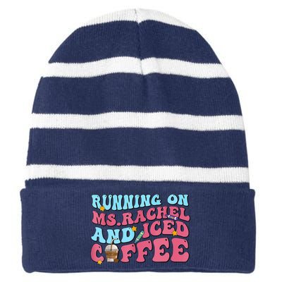 Running On Ms.rachel And Iced Coffee Striped Beanie with Solid Band