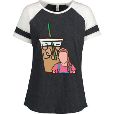 Running On Ms Rachel And Iced Coffee Funny Saying Enza Ladies Jersey Colorblock Tee