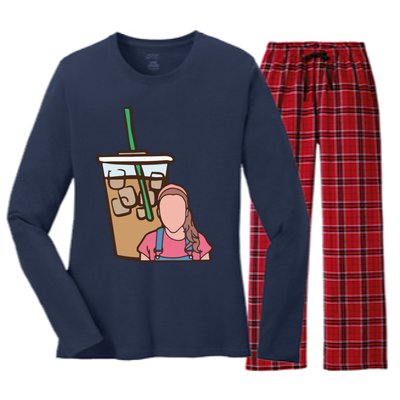 Running On Ms Rachel And Iced Coffee Funny Saying Women's Long Sleeve Flannel Pajama Set 