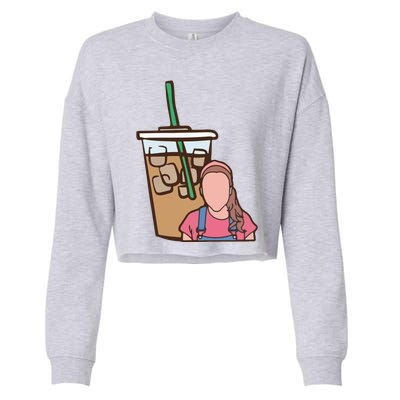 Running On Ms Rachel And Iced Coffee Funny Saying Cropped Pullover Crew