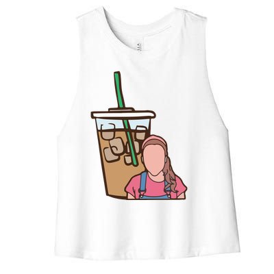 Running On Ms Rachel And Iced Coffee Funny Saying Women's Racerback Cropped Tank