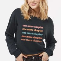 Retro One More Chapter Bookish Funny Cropped Pullover Crew