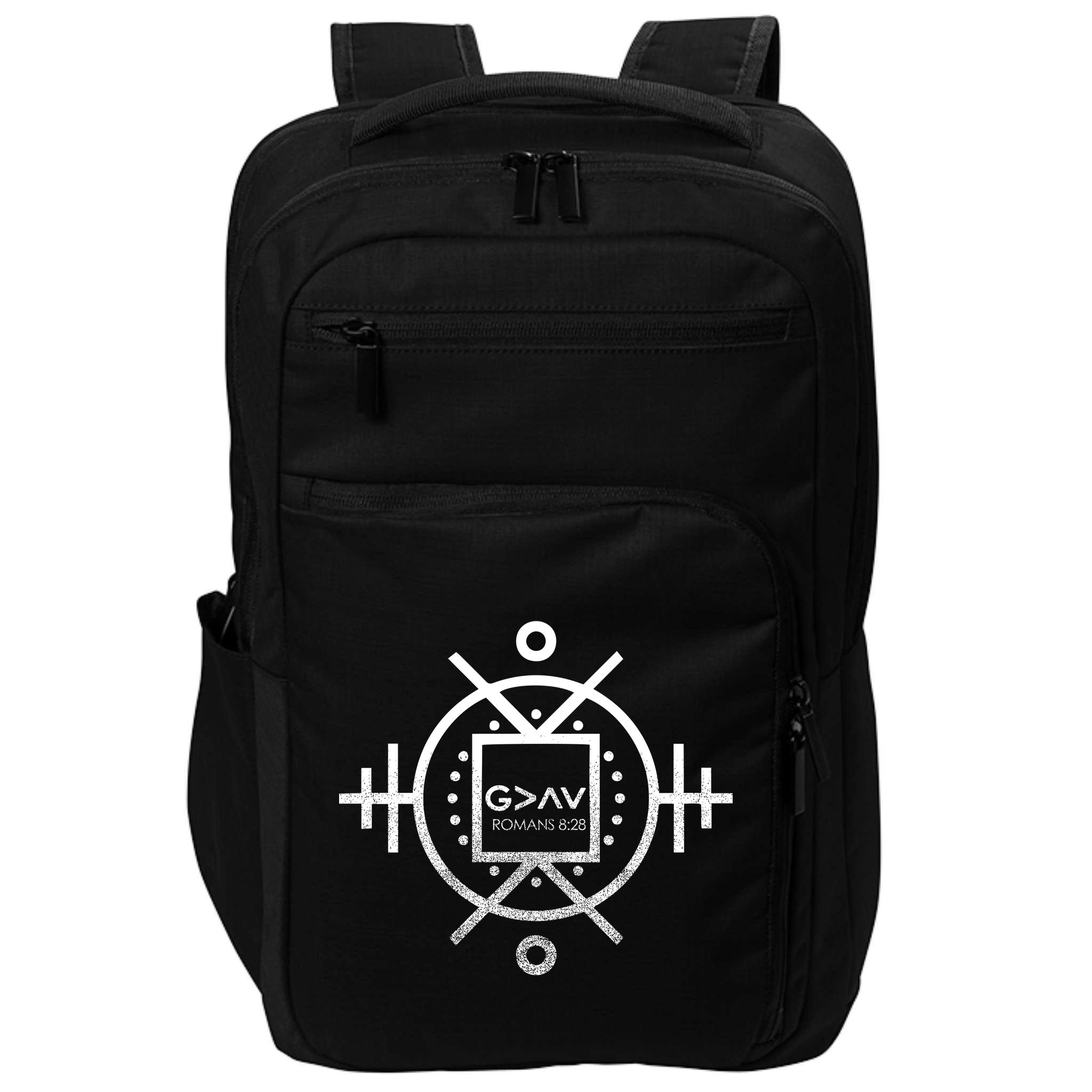 Romans 8:28 Bible Verse Impact Tech Backpack