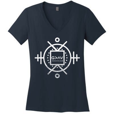 Romans 8:28 Bible Verse Women's V-Neck T-Shirt