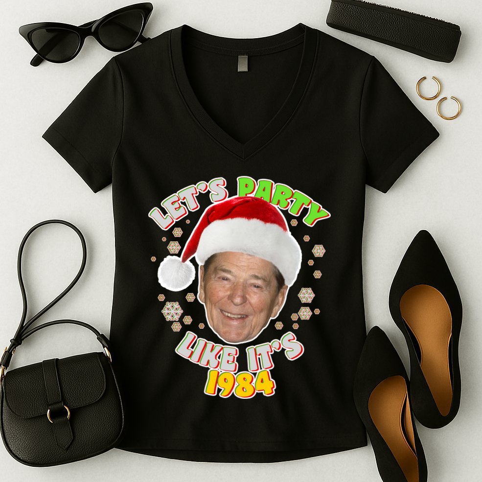 Ronald Reagan Let's Party Like It's 1984 Women's V-Neck T-Shirt