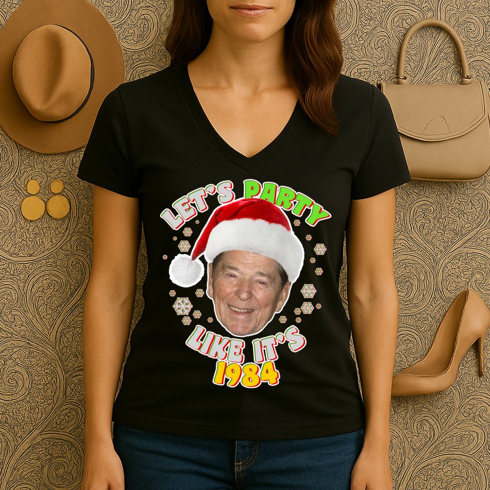 Ronald Reagan Let's Party Like It's 1984 Women's V-Neck T-Shirt
