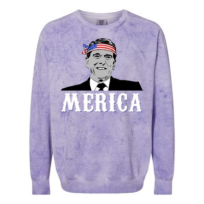 Ronald Reagan Merica Colorblast Crewneck Sweatshirt