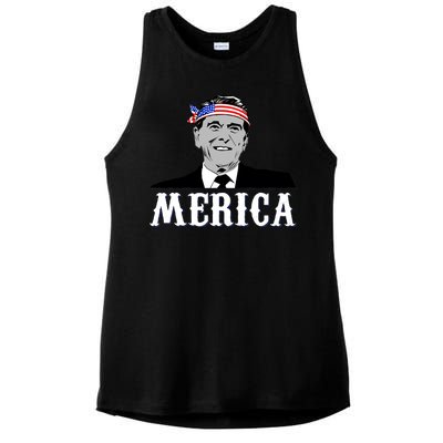 Ronald Reagan Merica Ladies PosiCharge Tri-Blend Wicking Tank