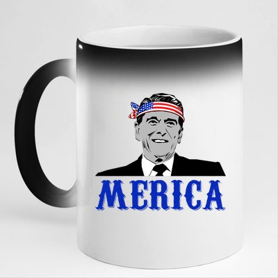 Ronald Reagan Merica 11oz Black Color Changing Mug