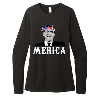 Ronald Reagan Merica Womens CVC Long Sleeve Shirt