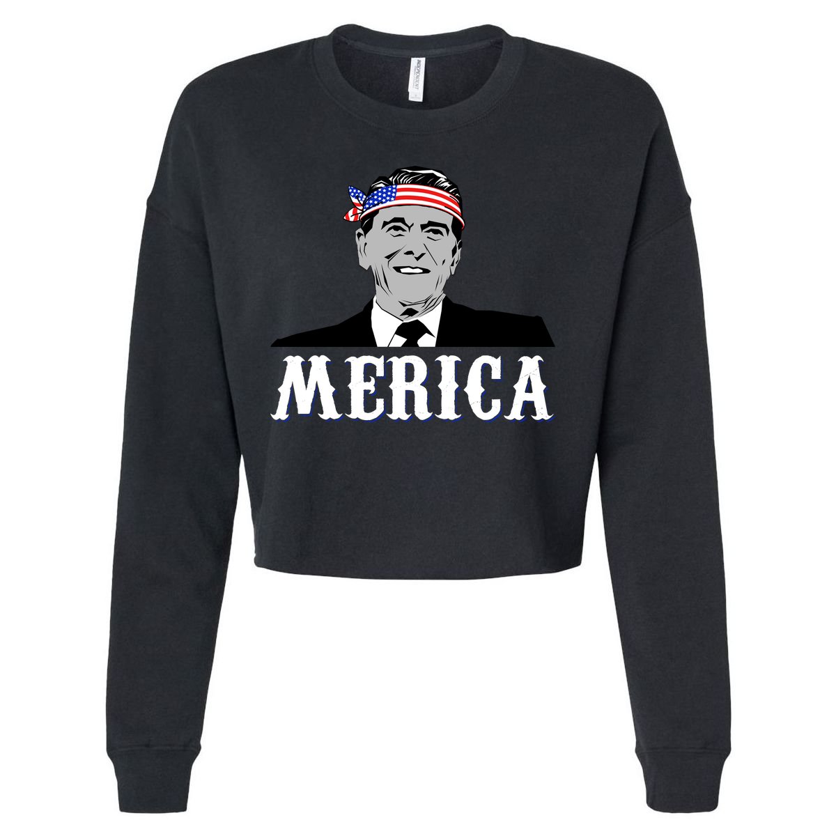 Ronald Reagan Merica Cropped Pullover Crew