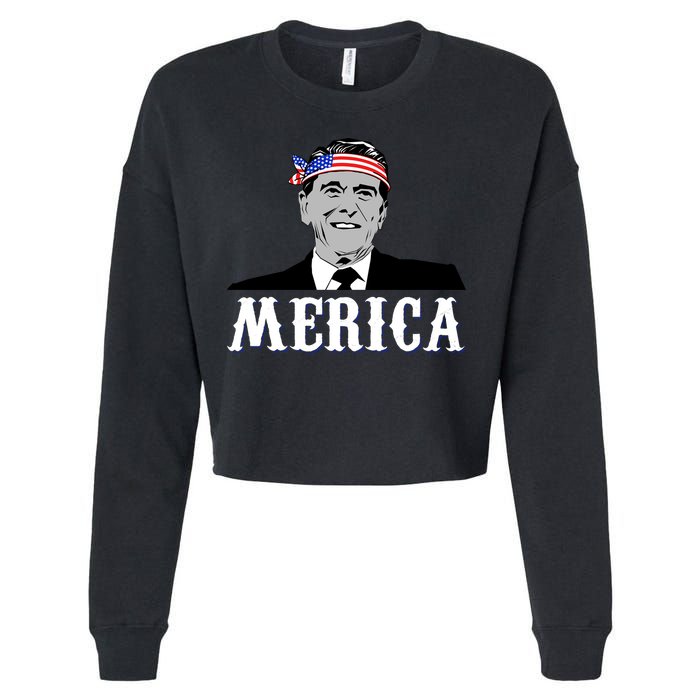 Ronald Reagan Merica Cropped Pullover Crew