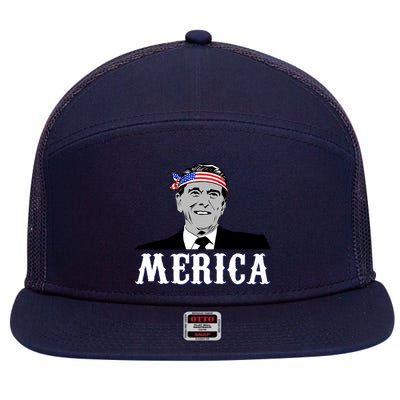 Ronald Reagan Merica 7 Panel Mesh Trucker Snapback Hat