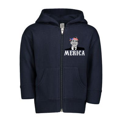 Ronald Reagan Merica Toddler Zip Fleece Hoodie