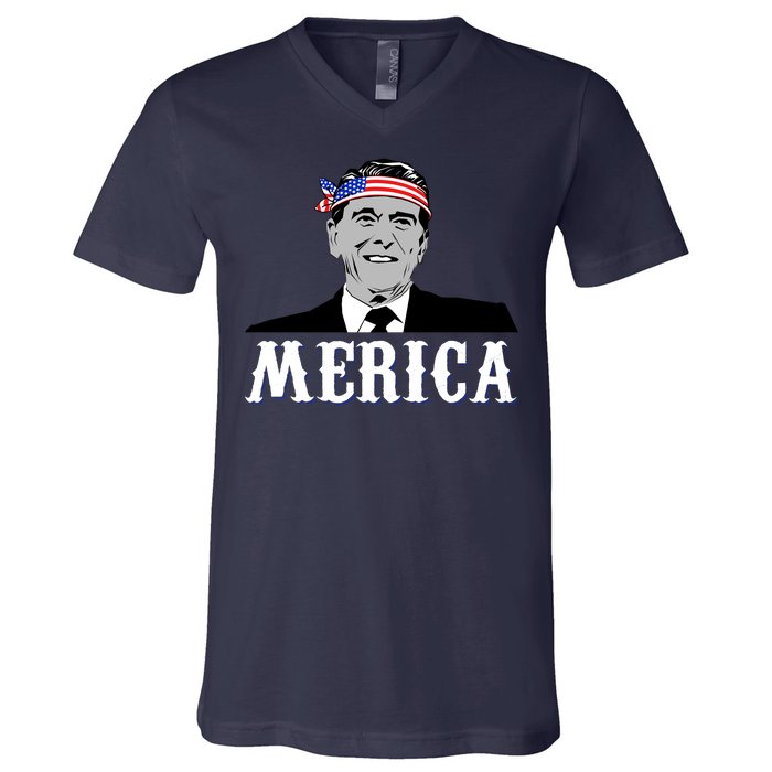 Ronald Reagan Merica V-Neck T-Shirt