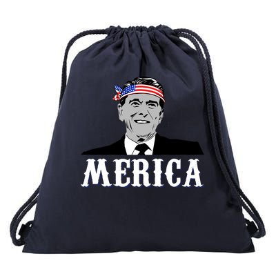 Ronald Reagan Merica Drawstring Bag