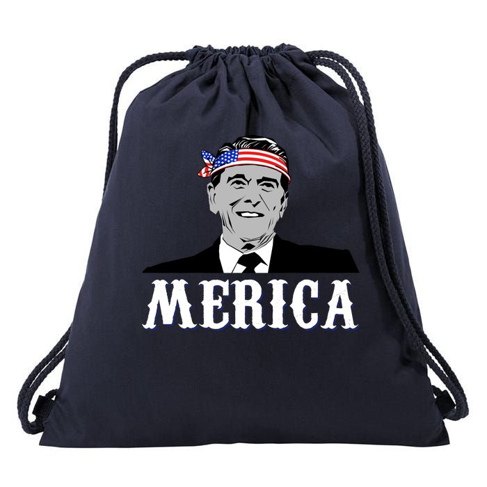 Ronald Reagan Merica Drawstring Bag