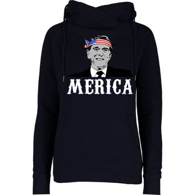 Ronald Reagan Merica Womens Funnel Neck Pullover Hood